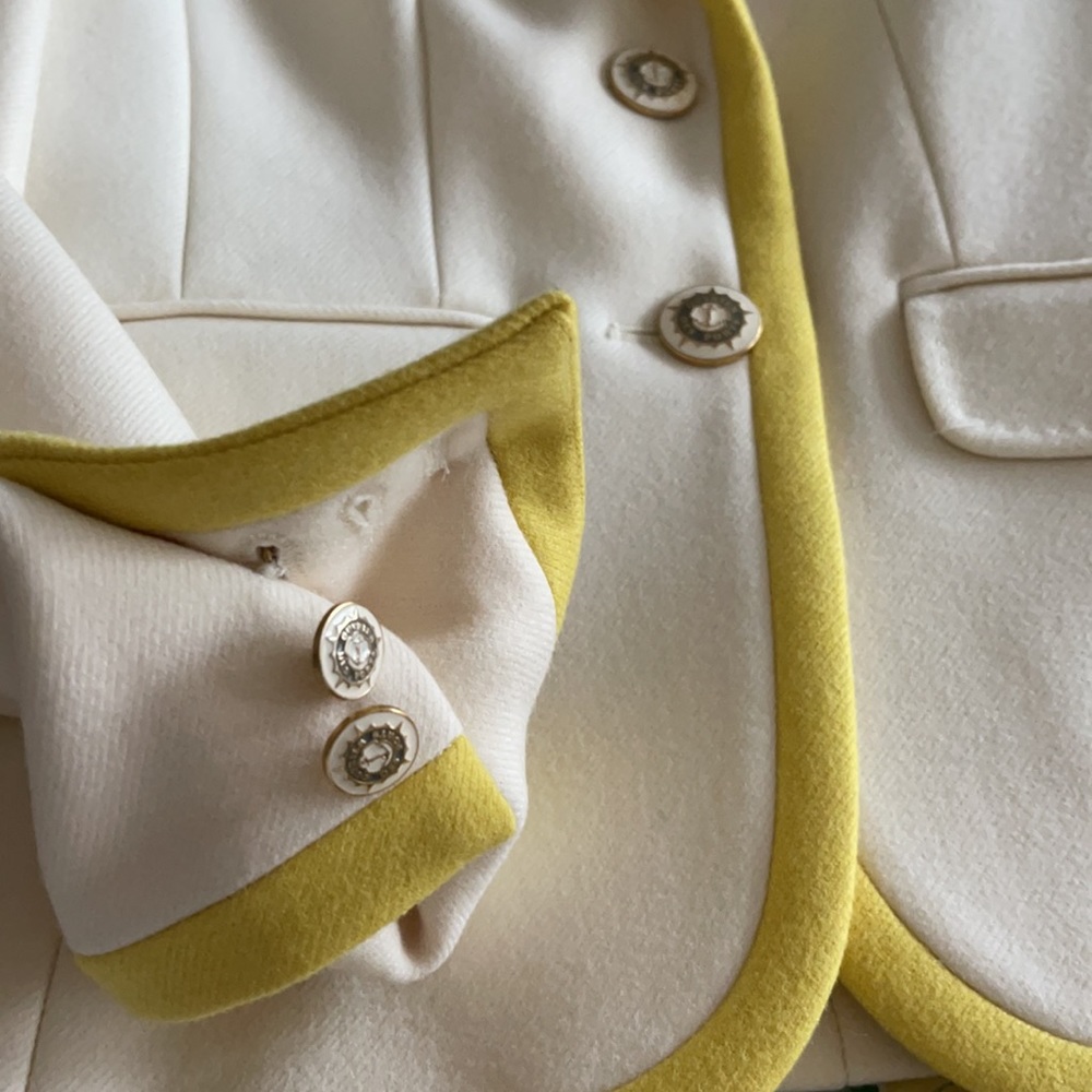 NWT J. Crew Lexington Wool Blazer Cream Yellow Trim Preppy Equestrian Size 4 - Picture 14 of 16